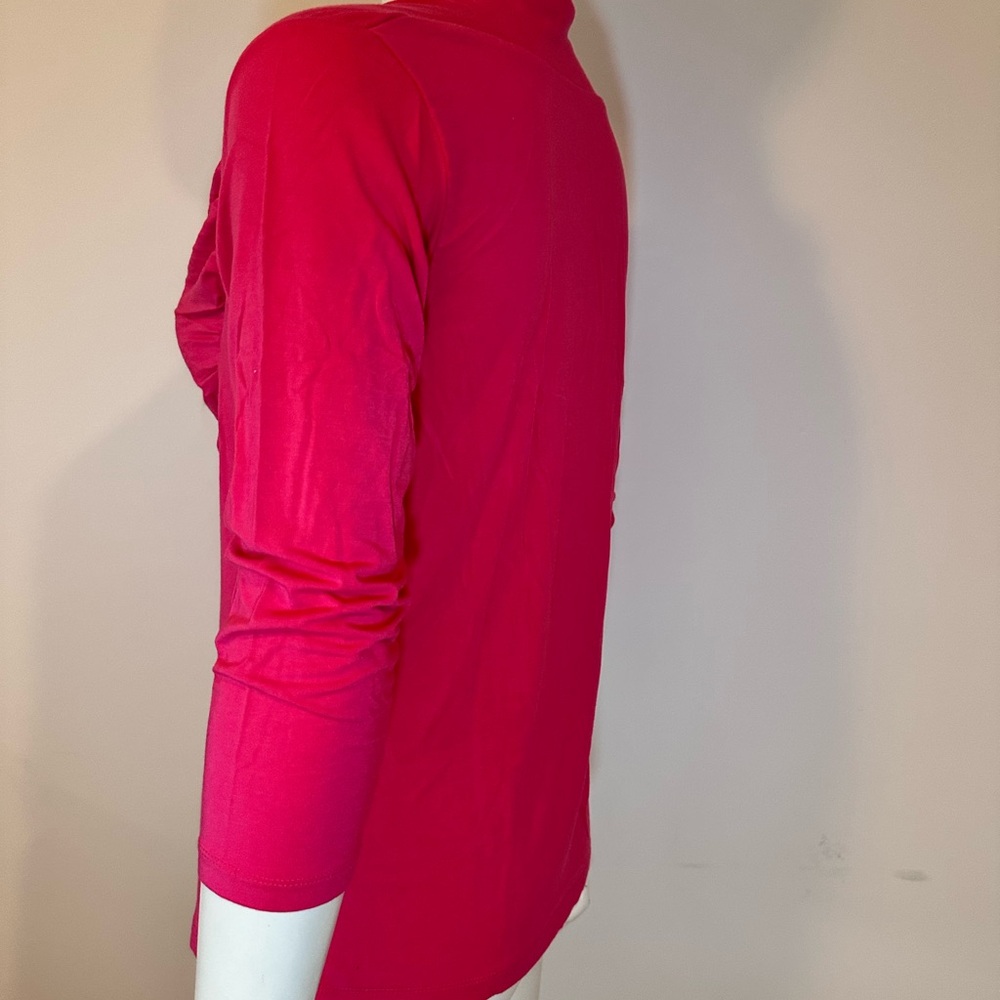 Ruby Ribbon Red/Pink Ruched Square-Neck 3/4 Sleeve Top Size L - Picture 5 of 16